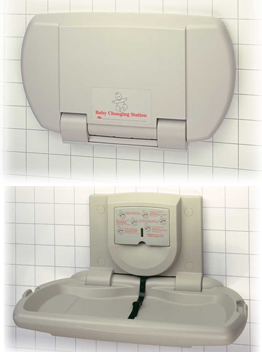 ASI 9012 Baby Changing Station, Low Price, Surface Mounted, 250 lb Capacity, Built In Sanitary Liner Dispenser