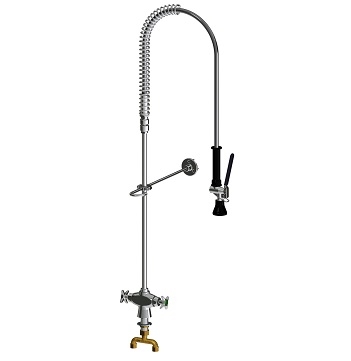Chicago Faucets 919-VB204XKCAB Deck Mounted Pre-Rinse Fitting, 1.0 GPM at 60 PSI Spray Valve, 2-1/2" Cross Handle, E23JKCP In-Line Back Flow Preventer