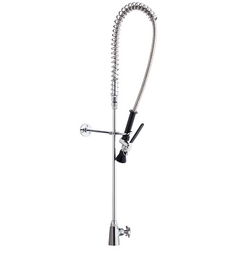 Chicago Faucets 920-LVB204AB Deck Mounted Pre-Rinse Fitting, 1.0 GPM at 60 PSI Spray Valve, 2-1/2" Cross Handle, E23JKABCP In-Line Back Flow Preventer