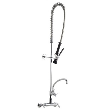 Chicago Faucets 923-H613XKCAB Wall Mounted Pre-Rinse Fitting with 613-A Adapta-Faucet, 9-1/2" L Type Swing Spout, 1.0 GPM at 60 PSI Spray Valve, 2-3/8" Lever Handle