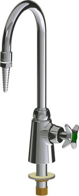 Chicago Faucets LWS11-A11-A Single Inlet Cold Water Faucet, 5-1/4" Gooseneck Spout, Full Flow Laboratory Serrated Nozzle, Anti-Rotational Body Deck Pin, 2-1/2" Cross Handle