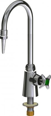 Chicago Faucets LWS1-B11-A Single Inlet Cold Water Faucet, 5-1/4" Gooseneck Spout, Full Flow Laboratory Serrated Nozzle, Ceramic Cartridge, 2-1/2" Cross Handle