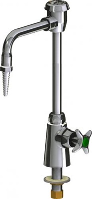 Chicago Faucets LWS1-A11-E Single Inlet Cold Water Faucet, 6" Gooseneck Spout with Atmospheric Vacuum Breaker, Full Flow Laboratory Serrated Nozzle, 2-1/2" Cross Handle