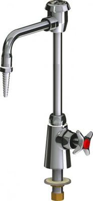 Chicago Faucets LWS1-A12-E Single Inlet Hot Water Faucet with Vacuum Breaker, 6" Gooseneck Spout, Full Flow Laboratory Serrated Nozzle, 2-1/2" Cross Handle