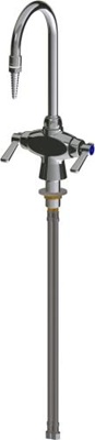 Chicago Faucets LWM1-A14-A Hot and Cold Water Mixing Faucet, 5-1/4" Gooseneck Spout, Full Flow Laboratory Serrated Nozzle, 2-3/8" Lever Handle