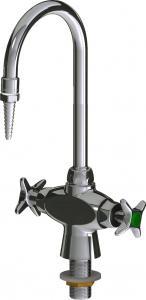 Chicago Faucets LWM1-A11-A Hot and Cold Water Mixing Faucet, 5-1/4" Gooseneck Spout, Full Flow Laboratory Serrated Nozzle, 2-1/2" Cross Handle