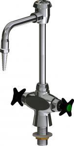 Chicago Faucets LWM1-A12-E Hot and Cold Water Mixing Faucet, 6" Gooseneck Spout with Atmospheric Vacuum Breaker, Full Flow Laboratory Serrated Nozzle, 2-1/2" Cross Handle