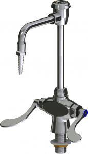 Chicago Faucets LWM1-B13-E Hot and Cold Water Mixing Faucet with Vacuum Breaker, 6" Gooseneck Spout, Full Flow Laboratory Serrated Nozzle, 4" Wristblade Handle
