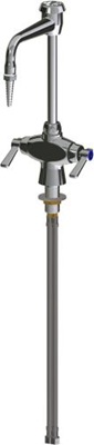 Chicago Faucets LWM1-A14-E Hot and Cold Water Mixing Faucet with Vacuum Breaker, 6" Gooseneck Spout, Full Flow Laboratory Serrated Nozzle, 2-3/8" Lever Handle