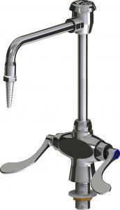 Chicago Faucets LWM1-B13-F Hot and Cold Water Mixing Faucet with Vacuum Breaker, 8" Gooseneck Spout, Full Flow Laboratory Serrated Nozzle, 4" Wristblade Handle