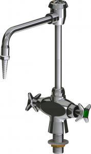 Chicago Faucets LWM1-A11-F Hot and Cold Water Mixing Faucet, 8" Gooseneck Spout with Atmospheric Vacuum Breaker, Full Flow Laboratory Serrated Nozzle, 2-1/2" Cross Handle