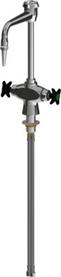Chicago Faucets LWM11-A12-G Vandal Proof Hot and Cold Water Mixing Faucet, 6" Gooseneck Spout with Atmospheric Vacuum Breaker, Full Flow Laboratory Serrated Nozzle, 2-1/2" Nylon Cross Handle