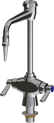 Chicago Faucets LWM11-A44-G Vandal Proof Hot and Cold Water Mixing Faucet, 6" Rigid Gooseneck Spout with Atmospheric Vacuum Breaker, Full Flow Laboratory Serrated Nozzle, 2-3/8" Lever Handle