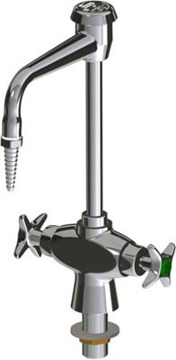 Chicago Faucets LWM11-A11-G Vandal Proof Hot and Cold Water Mixing Faucet with Vacuum Breaker, 6" Rigid Gooseneck Spout, Full Flow Laboratory Serrated Nozzle, 2-1/2" Cross Handle