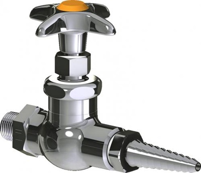 Chicago Faucets LGN1-A11A Needle Valve, Full Flow Laboratory Serrated Nozzle, Cross Handle with AIR Index Button