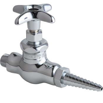 Chicago Faucets 937-CHLEB Needle Valve, Full Flow Laboratory Serrated Nozzle, Cross Handle, Less Index Button