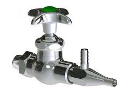 Chicago Faucets LWV1-A31 Single Cold Water Straight Valve, Full Flow Aspirator Pump Serrated Outlet, 2-1/2" Metal Cross Handle and Button Indexed "CW"