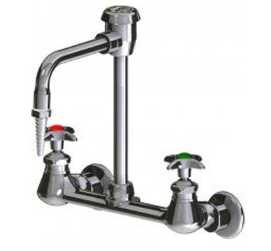 Chicago Faucets LWM4-A11-E Hot and Cold Water Inlet Faucet, 6" Gooseneck Spout with Atmospheric Vacuum Breaker, Full Flow Laboratory Serrated Nozzle, 2-1/2" Cross Handle