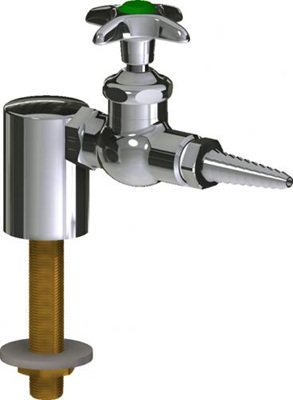 Chicago Faucets LWV1-A11-10 Turret with Single Inlet Cold Water Valve, Full Flow Laboratory Serrated Nozzle, 2-1/2" Metal Cross Handle and Button Indexed "CW"