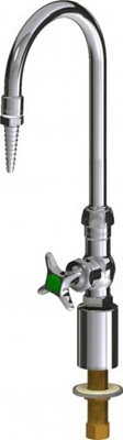 Chicago Faucets LWS6-A11-A Turret with Single Inlet Cold Water Faucet, 5-1/4" Gooseneck Spout, Full Flow Laboratory Serrated Nozzle, Shank Assembly, 2-1/2" Cross Handle