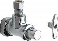 Chicago Faucets 995-ABCP Angle Stop Fitting with Loose Key, 1/2" NPT Female Thread Inlet, 1/2" O.D. Female Compression Outlet, 2-1/4" Tee Handle