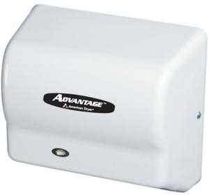 American Dryer AD90 Advantage Hand Dryer, 100-240 Universal Voltage, Fixed Nozzle, ABS White, Commercial Hand Dryer