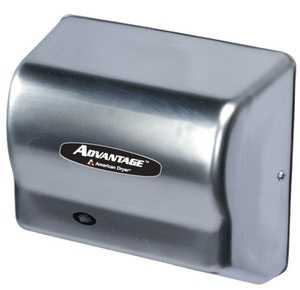 American Dryer AD90-C Advantage Hand Dryer, 100-240 Universal Voltage, Fixed Nozzle, Steel Satin Chrome, Commercial Hand Dryer (Chrome Cover is Discontinued, AD90-SS Stainless Steel Cover Available)