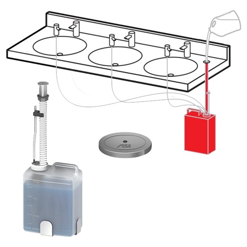 ASI 0390 EZ-Fill Deck Mounted Top-Fill Port with Multi-Feed Tank for EZ-Fill Vanity Mounted Automatic Soap Dispensing System (Kit Only, Dispenser Not Included)