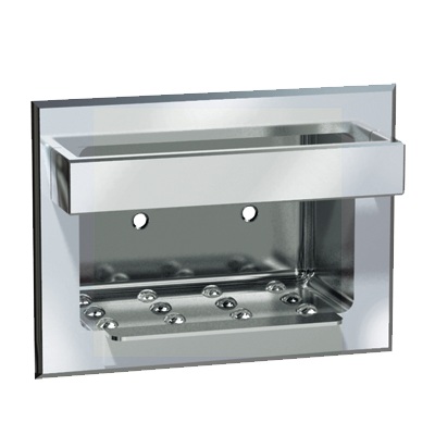 ASI 0398 Soap Dish with Bar, Recessed, Dry Wall, Stainless Steel