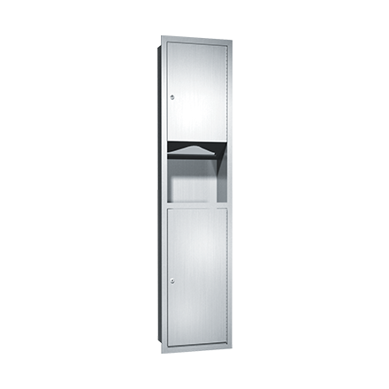 ASI 0467 Traditional Paper Towel Dispenser and Waste Receptacle, Recessed, 7 Gallon