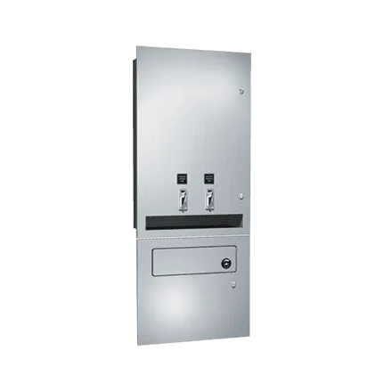 ASI 04684-TM-50 Dual (15) Napkin / (23) Tampon Vendor with Disposal, Recessed, 50 cent