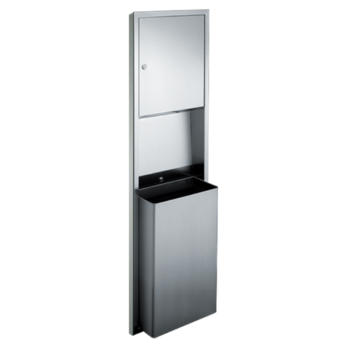ASI 0469-2 Traditional Paper Towel Dispenser and& Waste Receptacle, Semi-Recessed, 12 Gallon