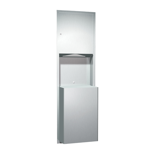 ASI 0469-BL Traditional Paper Towel Dispenser and Waste Receptacle, Surface Mounted, 18 Gallon
