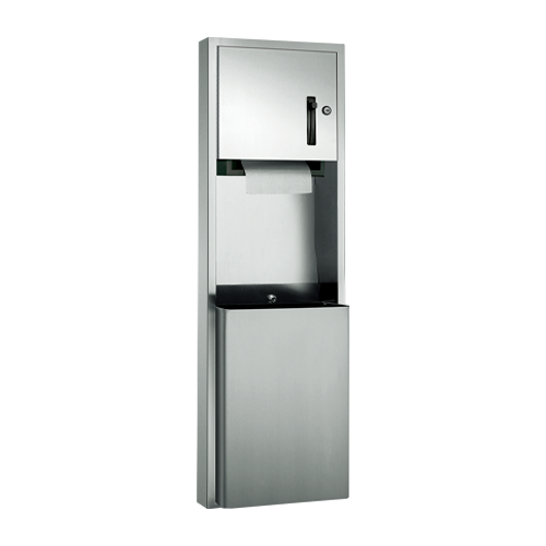 ASI 04692-6 Traditional Roll Paper Towel Dispenser and Waste Receptacle, Semi-Recessed, 18 Gallon
