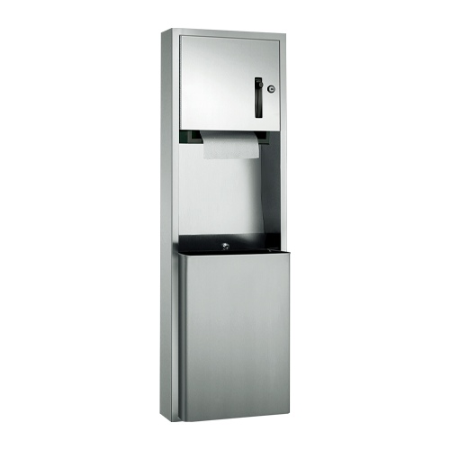 ASI 04692-9 Traditional Roll Paper Towel Dispenser and Waste Receptacle, Surface Mounted, 18 Gallon