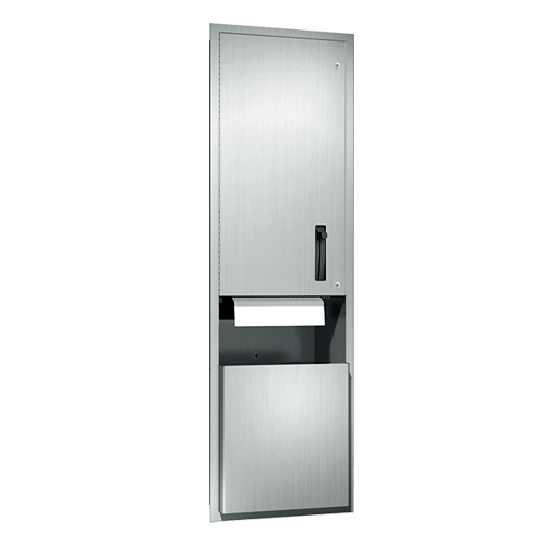 ASI 046921 Traditional Roll Paper Towel Dispenser and Waste Receptacle, Recessed, 13.3 Gallon