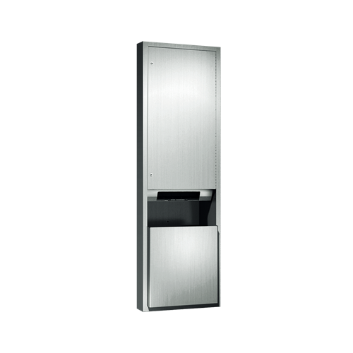 ASI 046921AC-6 Traditional Automatic Roll Paper Towel Dispenser and Waste Receptacle, 110-240V / AC, Semi-Recessed, 12 Gallon