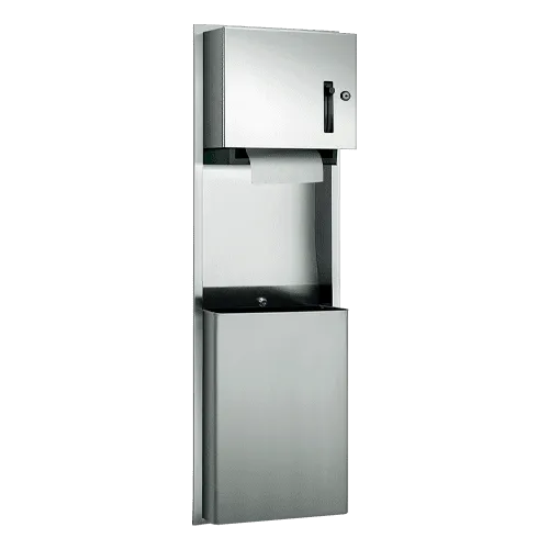 ASI 046924 Traditional Roll Paper Towel Dispenser and Waste Receptacle, Recessed, 12 Gallon