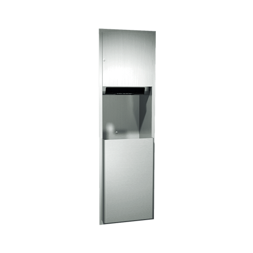 ASI 04692A Traditional Automatic Roll Paper Towel Dispenser and Waste Receptacle, Battery Operated, Recessed, 17 Gallon