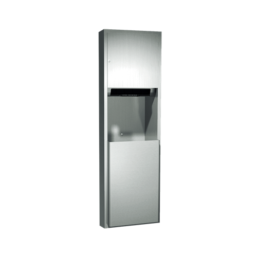ASI 04692A-6 Traditional Automatic Roll Paper Towel Dispenser and Waste Receptacle, Battery Operated, Semi Recessed, 17 Gallon