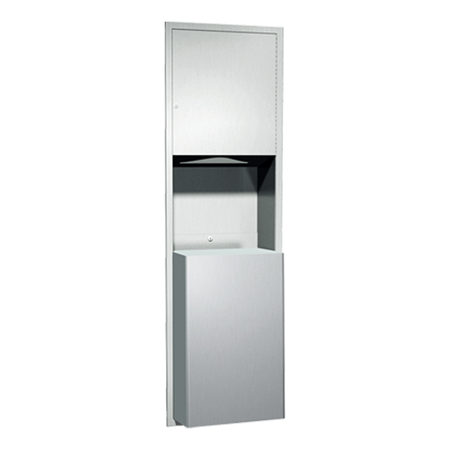 ASI 04697-BL Traditional Paper Towel Dispenser and Waste Receptacle, Recessed, 18 Gallon