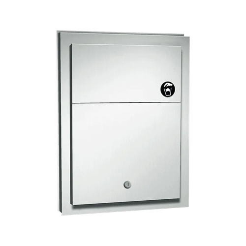 ASI 0472-1 Sanitary Napkin Disposal, Dual Access with Lock, Partition Mounted, 1.5 Gallon