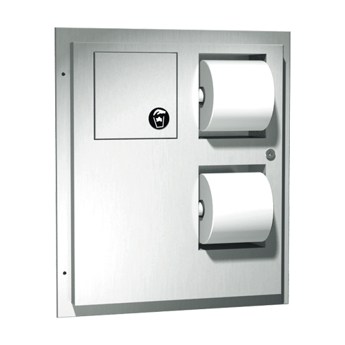 ASI 04813 Toilet Tissue Dispenser and Napkin Disposal, Dual Access, Partition Mounted