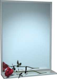 ASI 0625-3024 stainless steel channel frame mirror with shelf, 30 x 24 inch