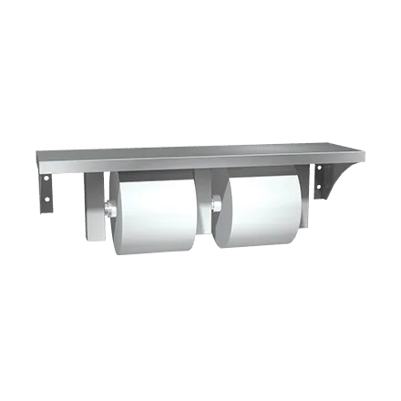 ASI 0697-GAL Shelf with Toilet Tissue Holder, Double, Surface Mounted