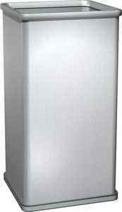 ASI 0811 free standing open waste receptacle, without top, 14 gallons, stainless steel with satin finish