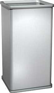 ASI 0813 stainless steel free standing waste receptacle, without top, 19 gallons, stainless steel with satin finish