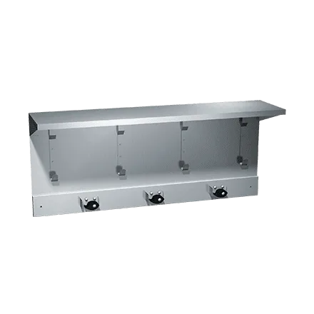 ASI 1308-3 Shelves/Utility Hook and Mop Strip (4 Hooks, 3 Holders) 34", Surface Mounted