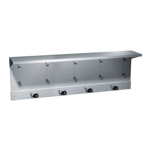 ASI 1308-4 Shelves/Utility Hook and Mop Strip (5 Hooks, 4 Holders) 44", Surface Mounted