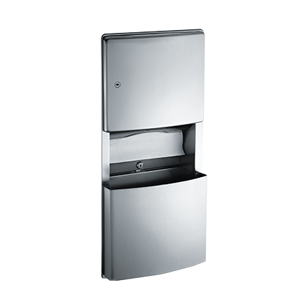 ASI 204623 Roval Recessed Paper Towel Dispenser and Removable Waste Receptacle, 3.0 Gallon